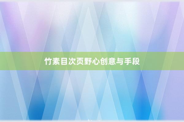 竹素目次页野心创意与手段